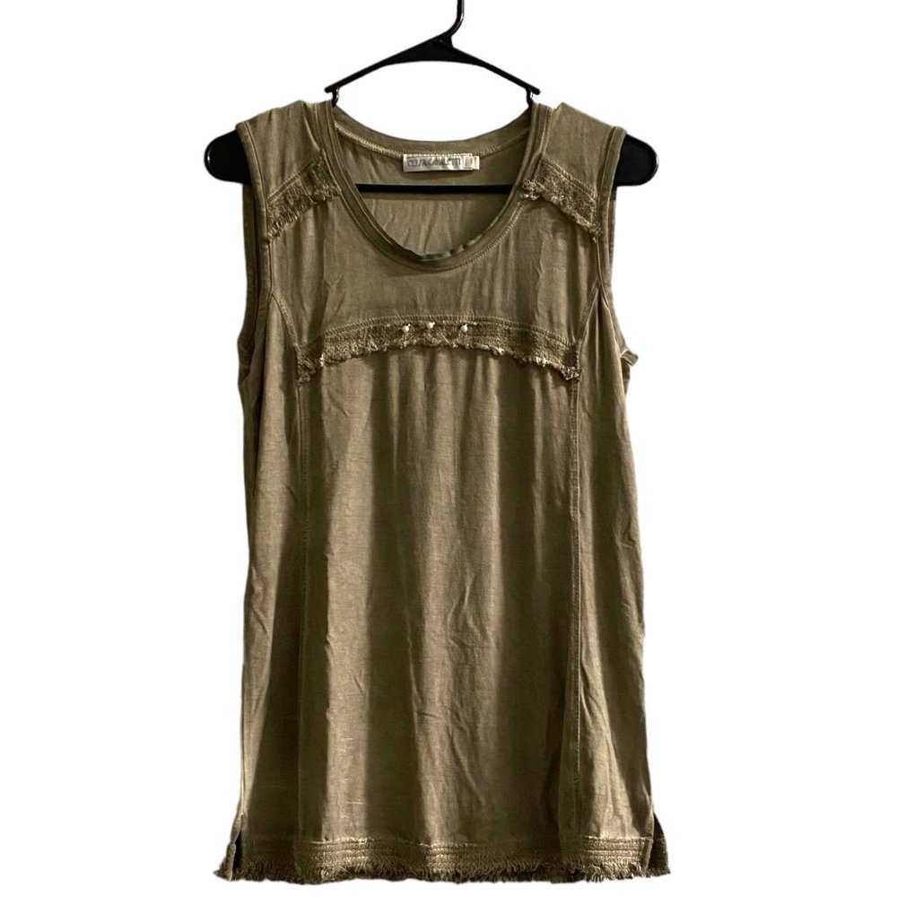 Elisa Cavaletti Grey Sleeveless Embroidered Tunic Tank Top S